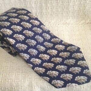 Polar Bear Men's Silk Neck Tie Hunting World Blue Italy